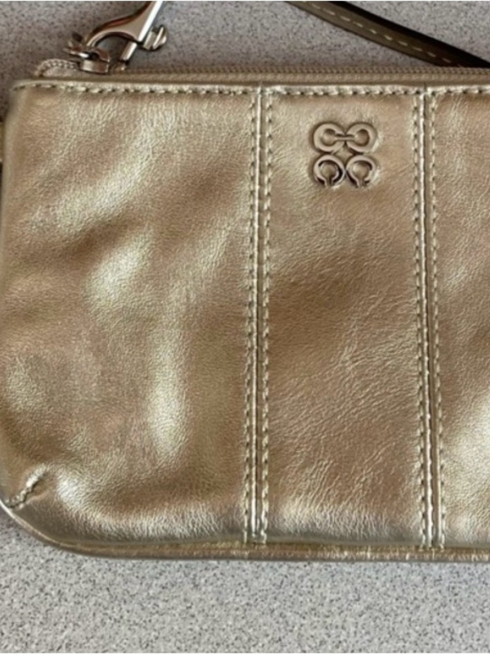 Coach Metallic Gold Leather Wristlet Clutch